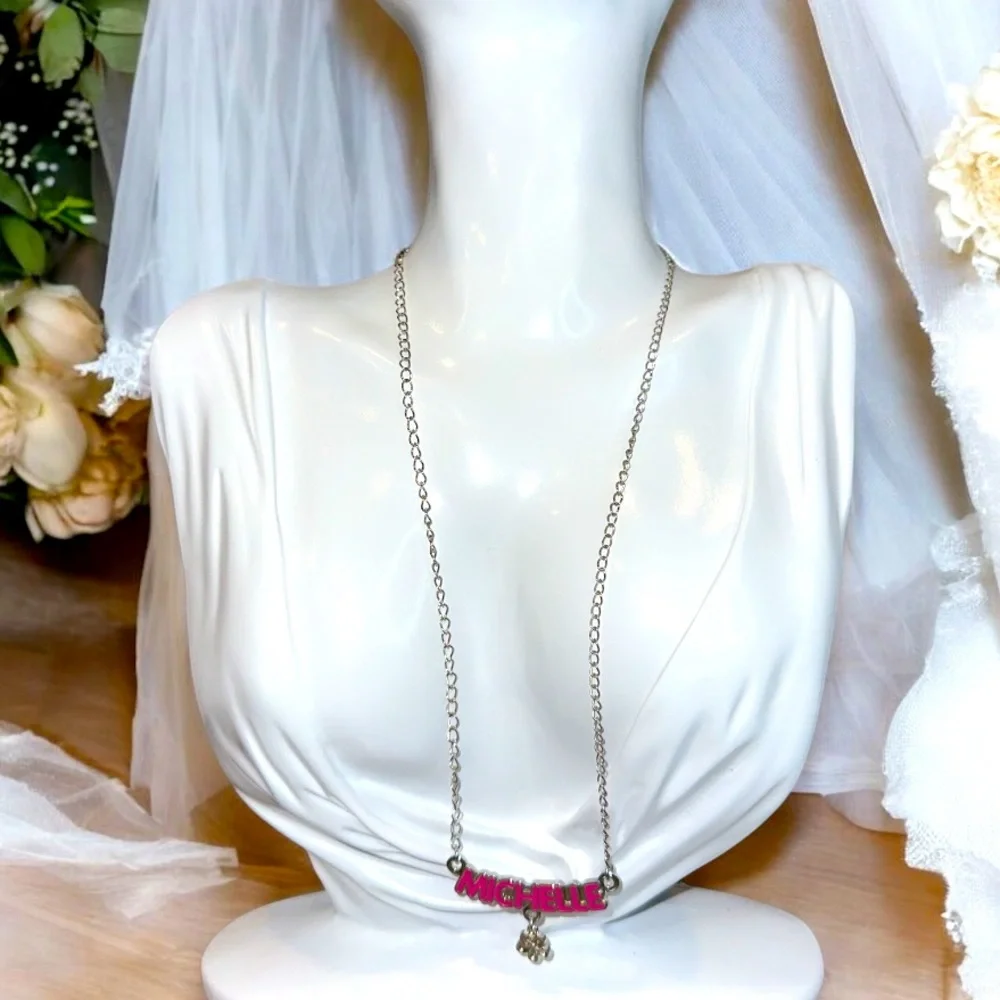 “Michelle” & plumeria flower charm•18” necklace